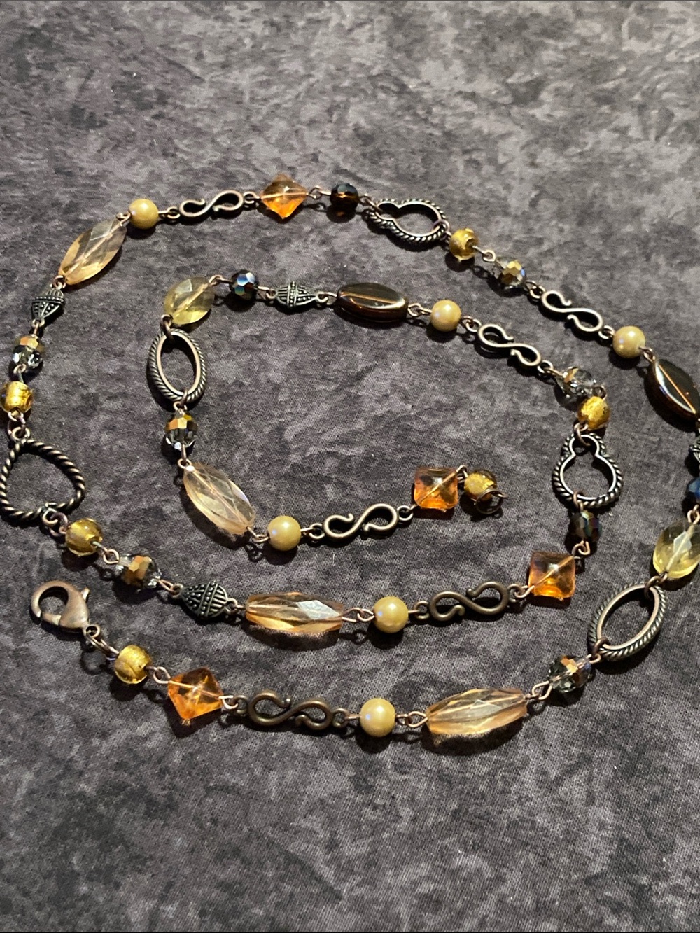 Elegant Amber and Yellow Colored Beaded Women's Necklace